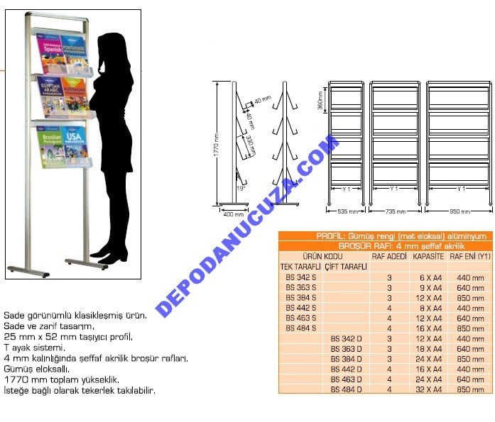 BestChoice Display Broşür Standı ebat