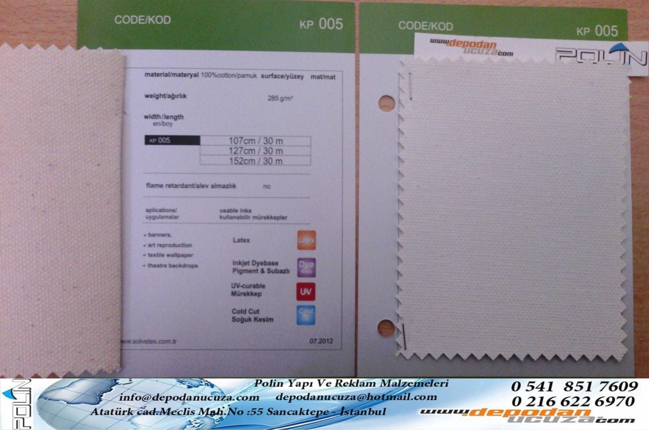 KP 005 % 100 COTON CANVAS 1.52 X 30 m
