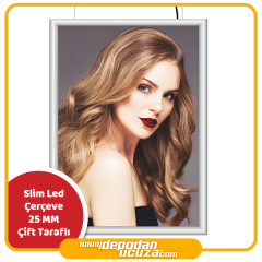 İnce (Slim) Led Alüminyum Afiş Çerçevesi (25 mm) Çift Taraflı