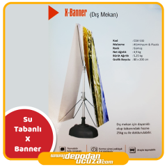 Su tabanlı X banner (2x80x200 cm)