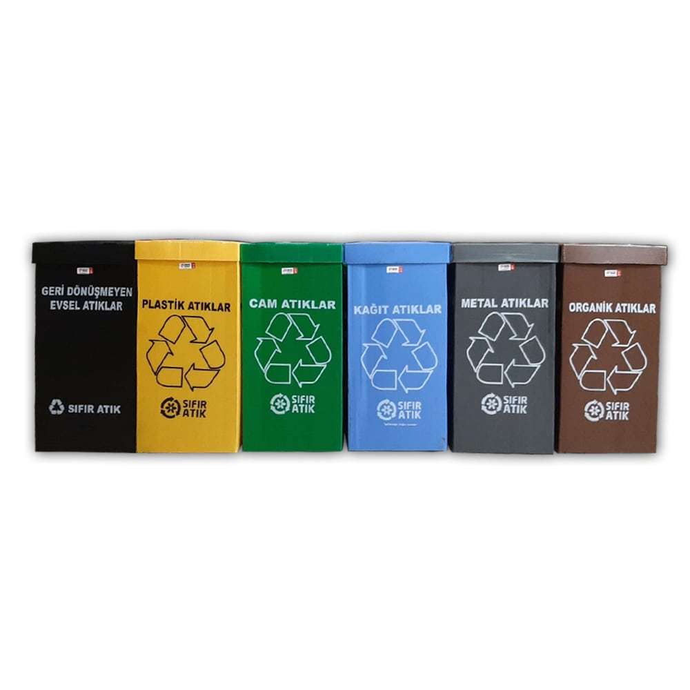 Renkli Geri Dönüşüm Kutusu (Tek Cephe Folyo Sıvama Baskı) - 2,5 mm 500 GSM PP