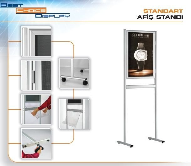 Ayaklı Eko Afiş Standı_Eko infoboard (gönye) A1 - 60x84 cm Çift Taraflı