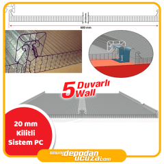 20 mm Kilitli Sistem (Danpalon) Polikarbon Reflekte Gri