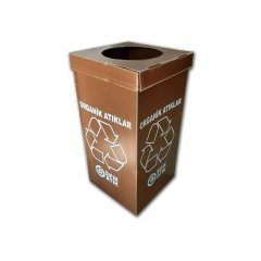 GERİ DÖNÜŞÜM KUTUSU (TEK CEPHE FOLYO SIVAMA BASKI) - 2,5MM 500 GSM PP Kahverengi - 35 X 35 X 70 CM - 5 Adet