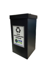 GERİ DÖNÜŞÜM KUTUSU (TEK CEPHE FOLYO SIVAMA BASKI) - 2,5MM 500 GSM PP Siyah - 35 X 35 X 70 CM - 5 Adet