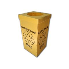 Geri Dönüşüm Kutusu Tek Renk (3 Yön Serigraf Baskılı) - 2,5 mm 500 GSM PP Sarı - 35 X 35 X 70 CM - 5 Adet