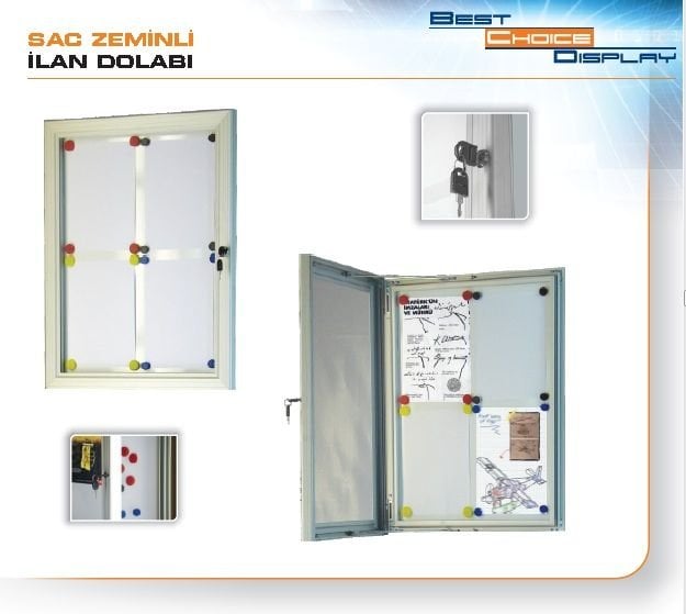 İlan Dolabı - Saç Zeminli (İnce Kasa) 9 x A4 ( yatay 3 - dikey 3)
