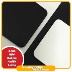 3 mm Dökme Black White Pleksi (Akrilik) Levha