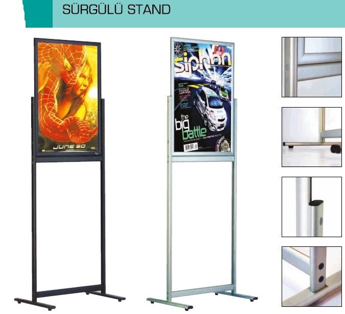 Sürgülü Afiş Standı (Yarım) A1 - 60x84 cm (Siyah)