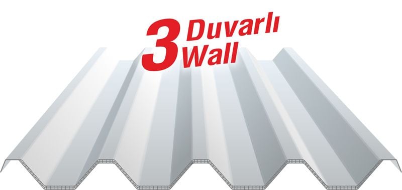 3 Duvarlı Polikarbonat Sandviç Çatı Paneli Şeffaf - 8 mm