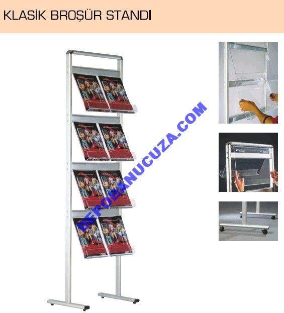 Broşür Standı - Tek Taraflı 4 Raflı / 16xA4