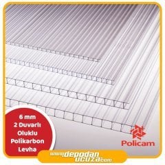 Policam 6 mm Oluklu Polikarbon Levha (2 Duvarlı)